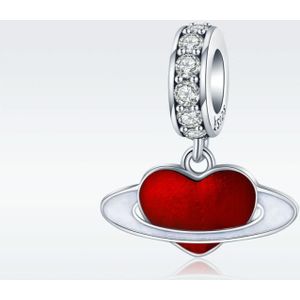 S925 Sterling Silver Pendant Red Love Planet DIY Bracelet Jewelry Accessories