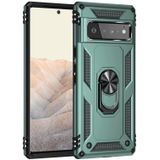 For Google Pixel 6 Pro Shockproof TPU + PC Protective Case with 360 Degree Rotating Holder(Dark Green)