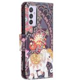 For Samsung Galaxy A82 5G Colored Drawing Horizontal Flip Leather Case with Holder & Card Slots & Wallet(Flower Elephant)