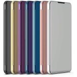 For Samsung Galaxy S21 FE Plated Mirror Horizontal Flip Leather Case with Holder(Silver)