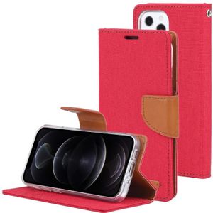 GOOSPERY CANVAS DIARY Canvas Texture Horizontal Flip PU Leather Case with Holder & Card Slots & Wallet For iPhone 13 Pro Max(Red)