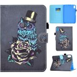 Voor iPad 10e Gen 10.9 2022 Gekleurde Tekening Stiksels Smart Leather Tablet Case (Uil)