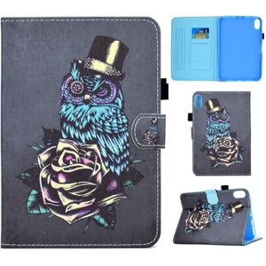 Voor iPad 10e Gen 10.9 2022 Gekleurde Tekening Stiksels Smart Leather Tablet Case (Uil)