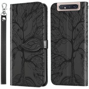 For Samsung Galaxy A80 / A90 Life of Tree Embossing Pattern Horizontal Flip Leather Case with Holder & Card Slot & Wallet & Photo Frame & Lanyard(Black)