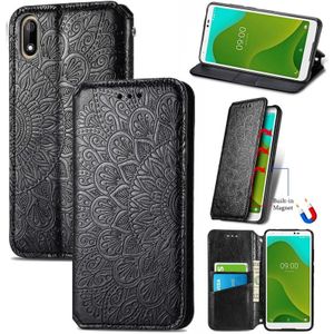 For Wiko Jerry 4 Blooming Mandala Embossed Pattern Magnetic Horizontal Flip Leather Case with Holder & Card Slots & Wallet(Black)