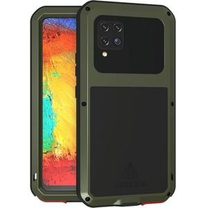For Samsung Galaxy A42 LOVE MEI Metal Shockproof Waterproof Dustproof Protective Case with Glass(Army Green)