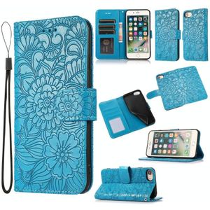 Skin Feel Embossed Sunflower Horizontal Flip Leather Case with Holder & Card Slots & Wallet & Lanyard For iPhone 6 / 6s(Blue)