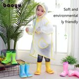Carton Children Raincoat With Schoolbag Seat Poncho  Size: M(Frog )