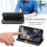 For One Plus Nord Cubic Grid Pressed Horizontal Flip Magnetic PU Leather Case with Holder & Card Slots & Wallet(Black)