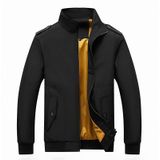 Solid Color Collage Long Sleeve Stand Collar Men Jacket (Color:Black Size:XXXXL)
