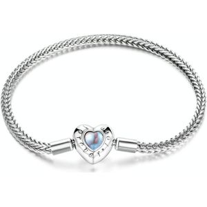 S925 Sterling Zilver Hart Maansteen Armband Dames Sieraden  Grootte: 17cm