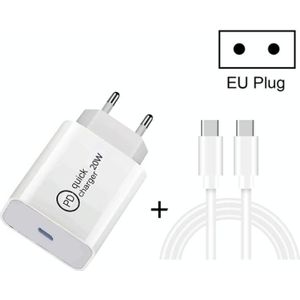 SDC-20W 2 in 1 PD 20W USB-C / Type-C Travel Charger + 3A PD 3.0  USB-C / Type-C to USB-C / Type-C Fast Charge Data Cable Set  Cable Length: 1m  EU Plug