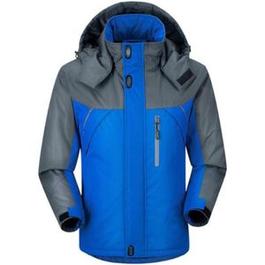 Men Winter Thick Fleece Waterproof Outwear Down Jackets Coats  Size: 5XL(Blue)