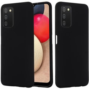 Voor Samsung Galaxy A03S (164.2mm) Pure Kleur Vloeistof Siliconen Schokbestendige Volledige dekking Case (Zwart)