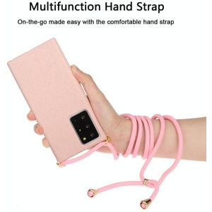 For Samsung Galaxy Note20 Ultra Wheat Straw Material + TPU Protective Case with Lanyard(Pink)