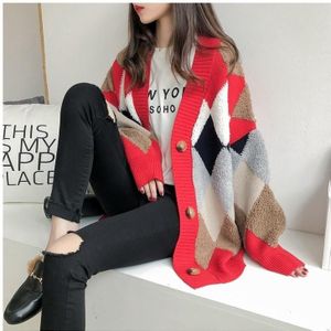 Loose And Lazy Knit Cardigan (Color:Red Size:Free Size)