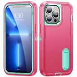 3 in 1 robuuste houder telefooncase voor iPhone 12 pro max (roze + blauw)