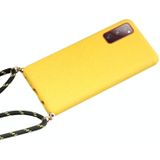 For Samsung Galaxy S20 FE Wheat Straw Material + TPU Protective Case with Lanyard(Yellow)