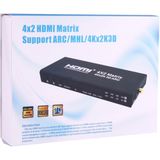 HDMI 4x2 Matrix Switcher / Splitter met Afstandsbediening  ondersteunt ARC / MHL / 4Kx2K / 3D  4 Poorts HDMI Input  2 Poorts HDMI Output