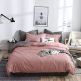 Bedding Set Solid Plaid Side Bed Comforter Duvet Cover Sheet Set  Size:200*200cm(1xPillowcase 1xQuilt?(Pink)