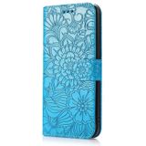 For Samsung Galaxy S8+ Skin Feel Embossed Sunflower Horizontal Flip Leather Case with Holder & Card Slots & Wallet & Lanyard(Blue)