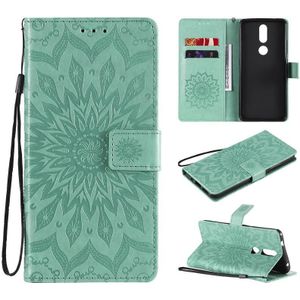 For Nokia 2.4 Sun Embossing Pattern Horizontal Flip Leather Case with Card Slot & Holder & Wallet & Lanyard(Green)