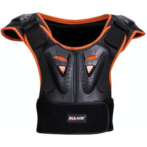 SULAITE Children Skating Back Protector Chest Protector Spine Protector Night Reflective Armor Child Riding Armor  Specification: M(Orange Black)