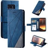 For Samsung Galaxy S8 Skin Feel Splicing Horizontal Flip Leather Case with Holder & Card Slots & Wallet & Photo Frame(Blue)