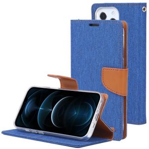 GOOSPERY CANVAS DIARY Cross Texture horizontale flip lederen geval met houder & kaart slots &portemonnee voor iPhone 13 Pro Max (blauw)