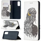 For Samsung Galaxy S20 FE Colored Drawing Pattern Invisible Magnetic Horizontal Flip PU Leather Case with Holder & Card Slots & Wallet(Girl)