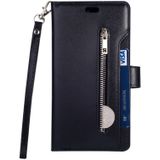 For Huawei Mate 20 lite Multifunctional Zipper Horizontal Flip Leather Case with Holder & Wallet & 9 Card Slots & Lanyard(Black)