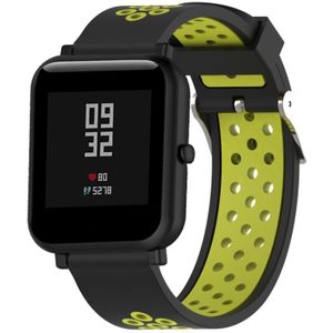 Double Colour Silicone Sport Wrist Strap for Xiaomi Huami Amazfit Bip Lite Version 20mm(Black Yellow)