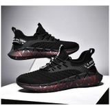 Men Lightweight Breathable Mesh Sneakers Flying Woven Casual Running Shoes  Size: 38(Black)