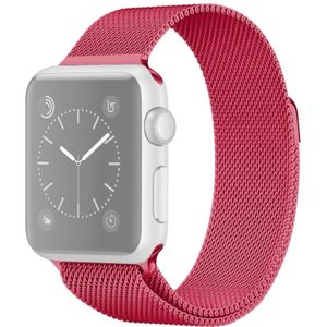 For Apple Watch Series 5 & 4 44mm / 3 & 2 & 1 42mm Milanese Loop Magnetic Stainless Steel Watchband(Bright Pink)
