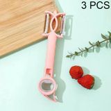 3 STKS 7 In 1 Multifunctionele Peeling Flesopener Peeler Rasp Blikopener (Roze)