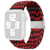 Nylon Braid One Buckle Replacement Watchband For Apple Watch Series 7 45mm / 6&SE&5&4 44mm / 3&2&1 42mm(W Black Red)