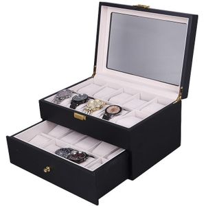 Houten bakken verf watch box sieraden opslag display box (20-bit zwart + rijst mat)
