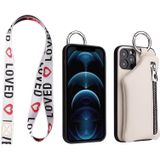 Voor iPhone 11 Pro Max Afneembare Portemonnee met ritssluiting en Lanyard