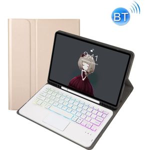 A07B-AS Lambskin Pen Slot Touch Pad Backlight Bluetooth Keyboard Leather Tablet Case voor iPad 9.7 2018 & 2017 / Pro 9.7 / Air 2