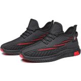 Mannen lente ademende sport casual hardloopschoenen mesh schoenen  maat: 42 (zwart rood)