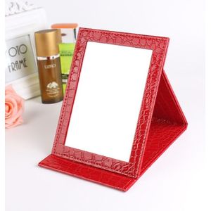 2 PCS Square Stand Leather Make Up Mirror Alligator Pattern Portable Cosmetic Mirror  Color:Red  Size:L 18x25.5x1.6CM