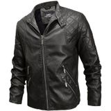 Autumn And Winter Fashion Tide Male Leather Jacket (Color:Black Size:XXXL)