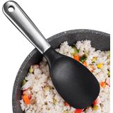 20561 Household Kitchen Stainless Steel Rice Spoon Silicone Long Handle Large Rice Scoop(Black)