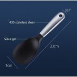 20561 Household Kitchen Stainless Steel Rice Spoon Silicone Long Handle Large Rice Scoop(Black)