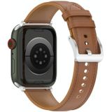 22mm Top Layer Cowhide Naaien Strap voor Apple Watch Series 7 45mm / 6 & SE & 5 & 4 44mm / 3 & 2 & 1 42mm