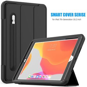 For iPad 10.2  Magnetic Horizontal Flip Protective Case with Three-folding Holder & Sleep / Wake-up Function & Pen Slots(Black)
