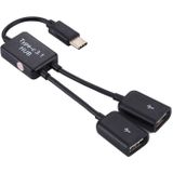 Portable USB-C / Type-C Male to Dual USB Ports Female HUB Adapter for Macbook  PC  Laptop  Tablet  Smartphone