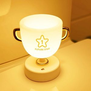 W-006 Trophy Pen Holder Night Light USB Remote Control Colorful Timing Dimming Dormitory LED Night Eye Protection Light  Light color: Yellow Light In-line