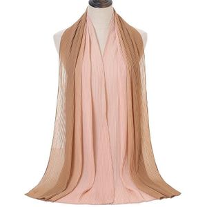 Color-Blocking Crumpled Long Print Gradient Color All Seasons Universal Sunscreen Scarf  Size: 180 x 70cm(6 Camel+Pink)