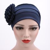 Solid Color Side Flower Turban Hat Women Confinement Hat  Size:Adjustable(Black)